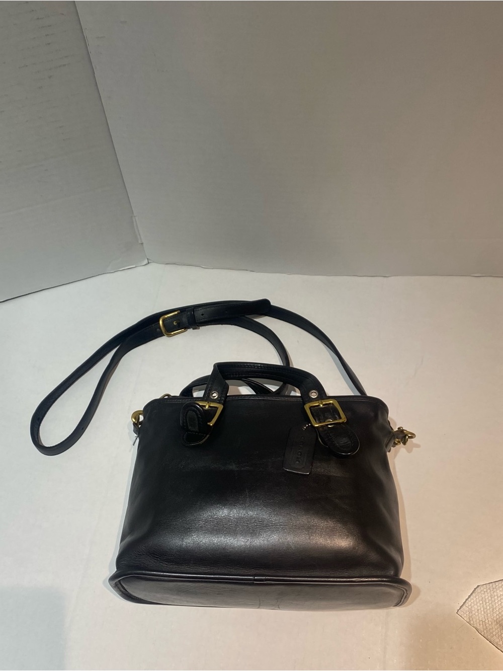COACH 9063 Black Zip Closure Tote Shoulder Handbag Leather Vintage - Picture 9 of 15